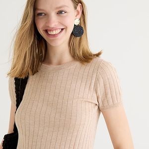 J Crew Silk Cashmere Ribbed Short Sleeve Top Medium NWT